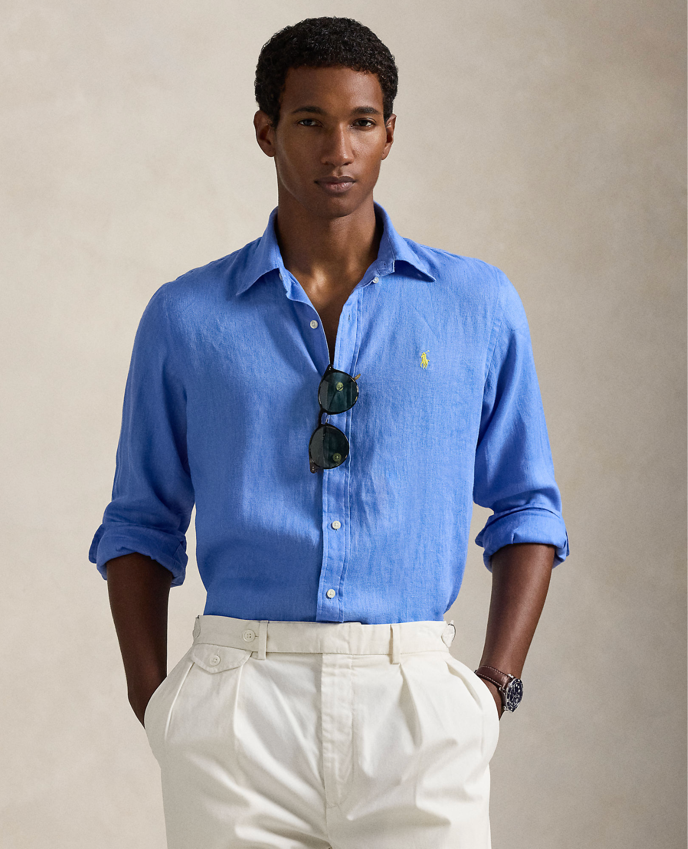 Linskjorte - Custom Fit Linen Shirt Harbour Island Blue