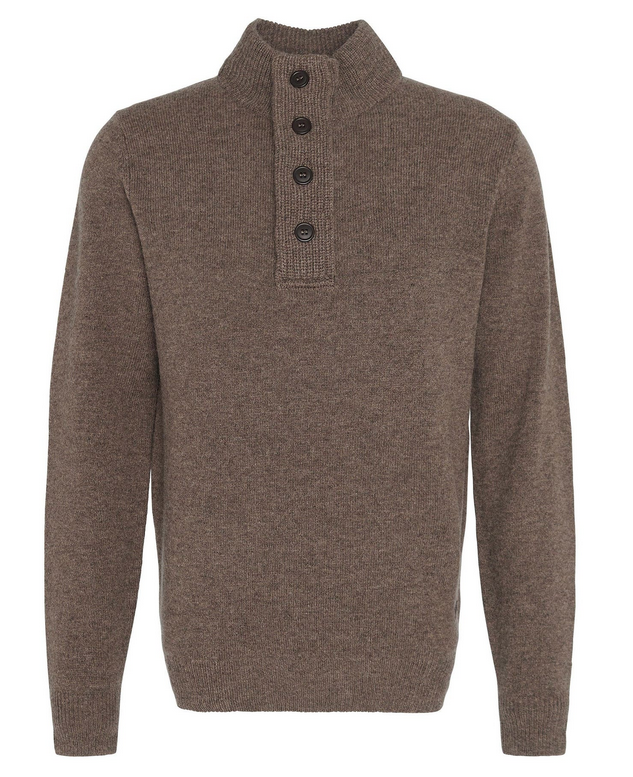 Genser - Essent Patch Half Zip Knitted Jumper Washed Stone