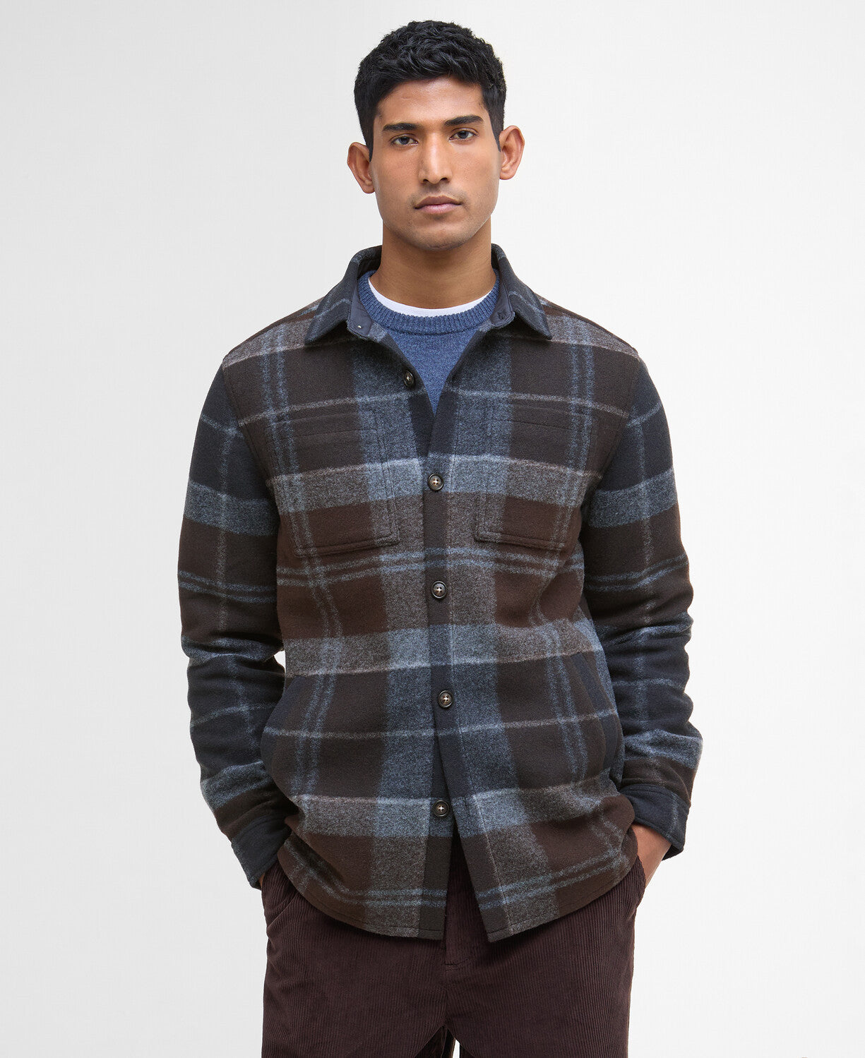 Skjorte - Chapter Tailored Check Overshirt Midnight Oak Tartan