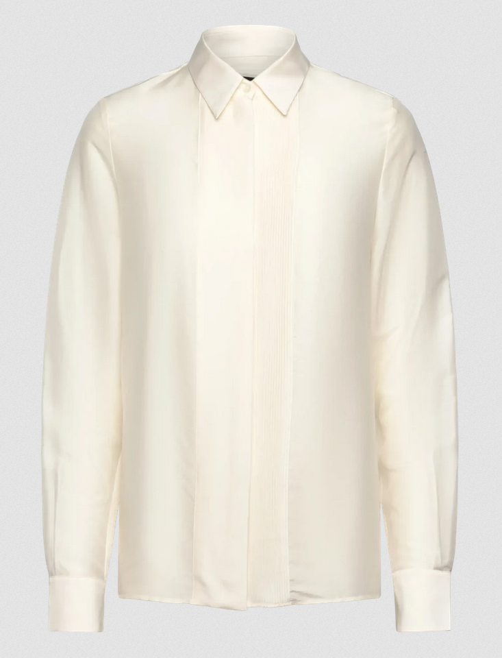 Bluse - Bisina Wednesday Regular-Fit Blouse Pinstuck Pleats Open White