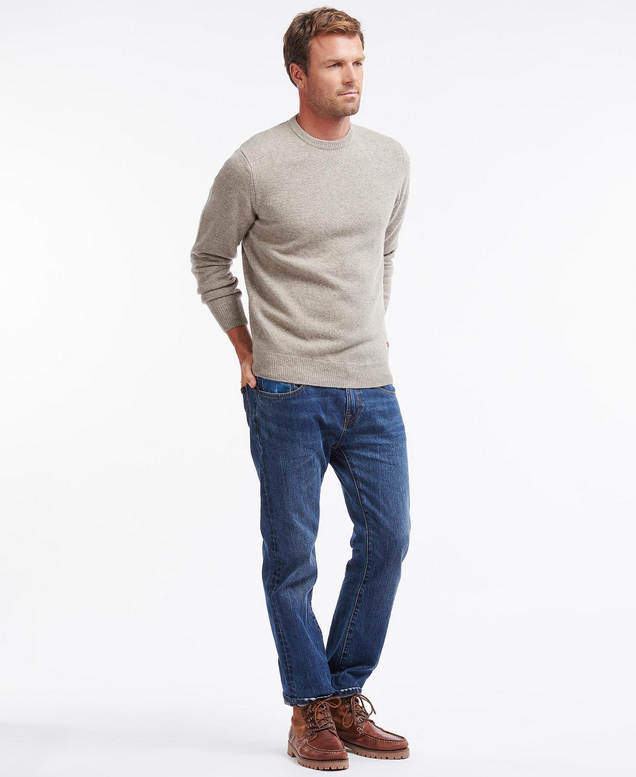 Genser - Essential Patch Crew Neck Sweater Stone