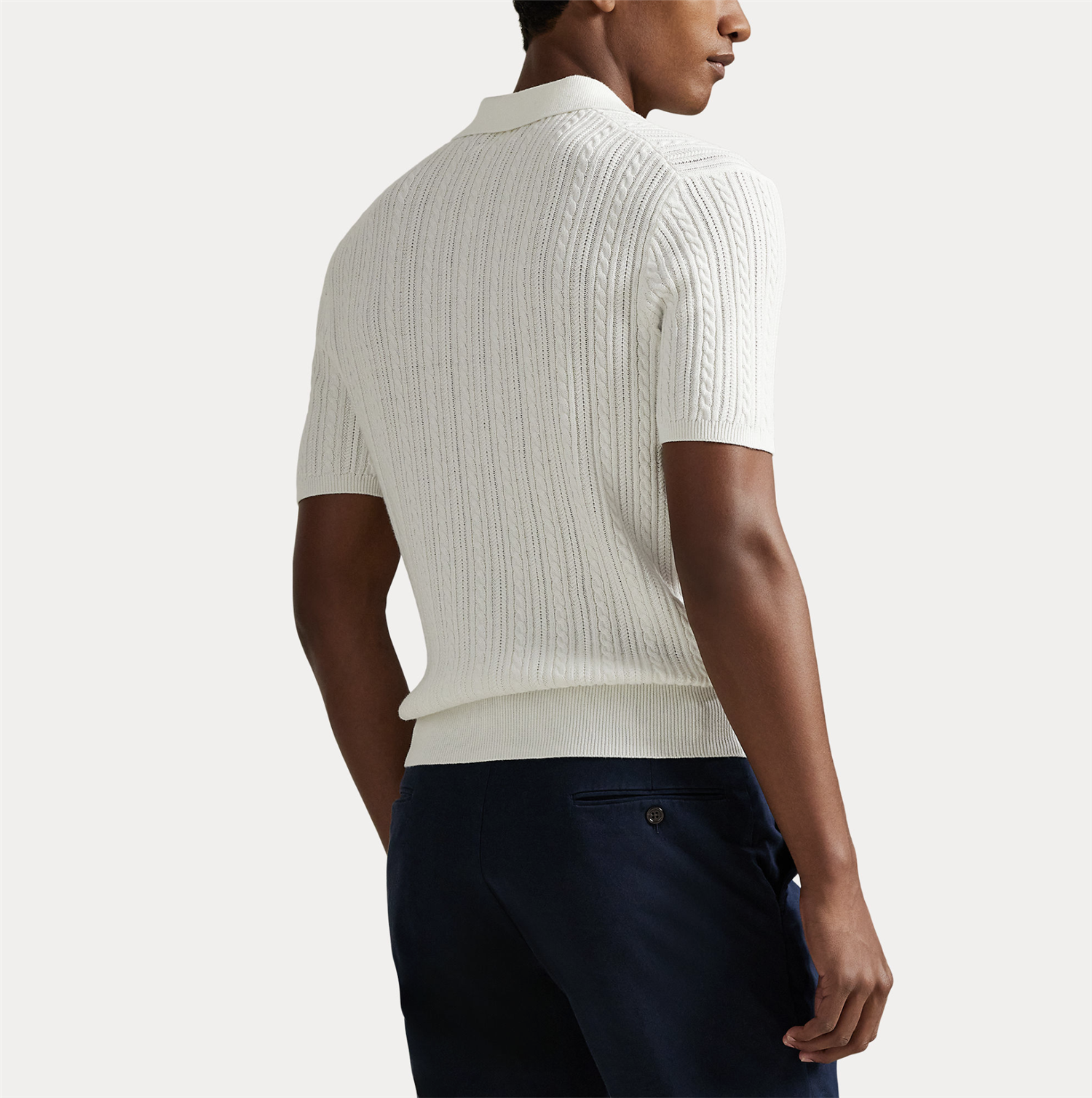 Pique - Cable Knit Cotton Polo Sweater