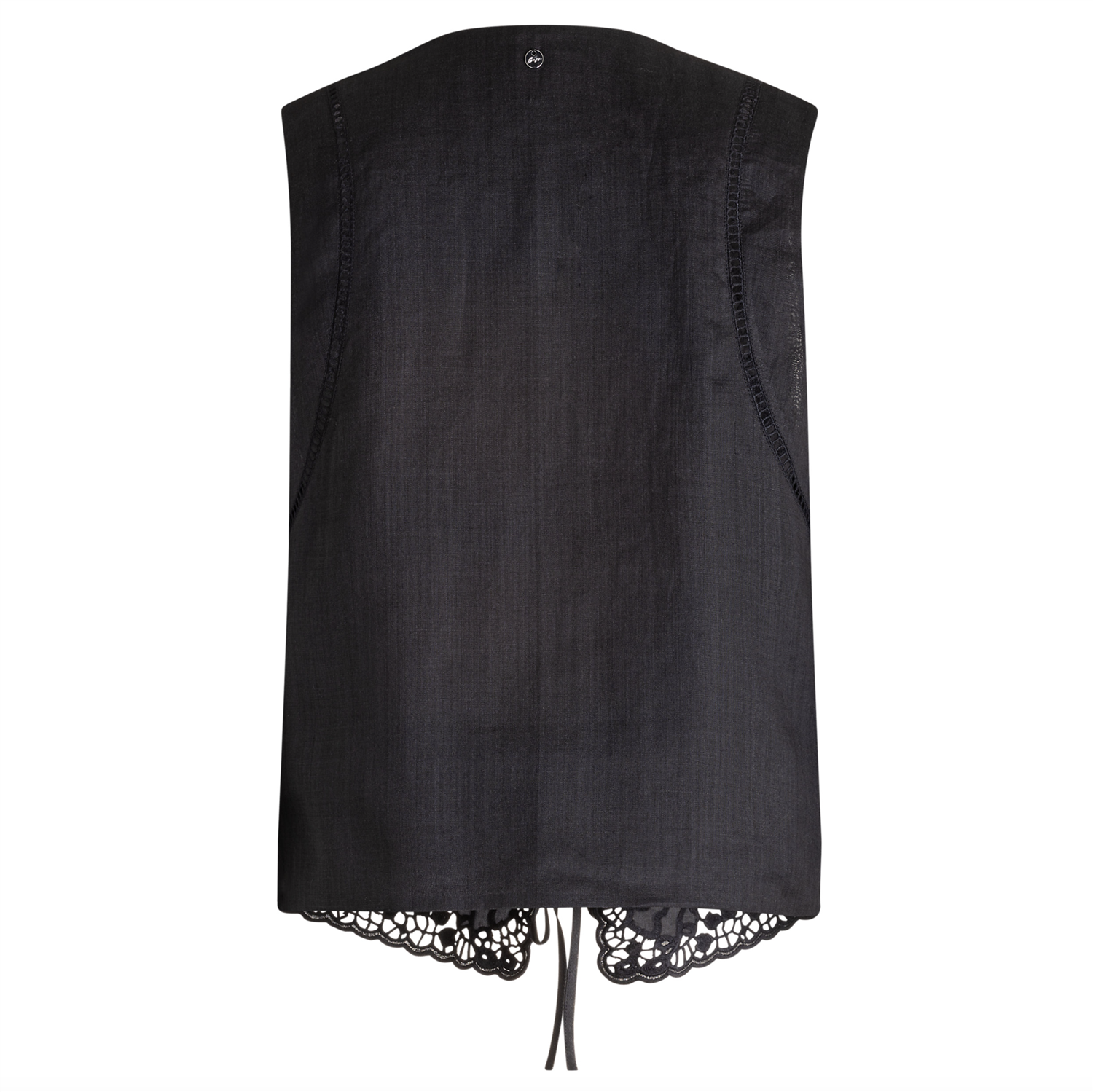 Topp - Embroidered Waistcoat With Tie Closure Black