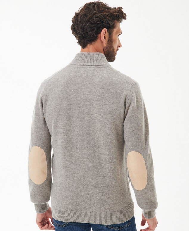 Genser - Essent Patch Zip Through Knitted Jumper Stone