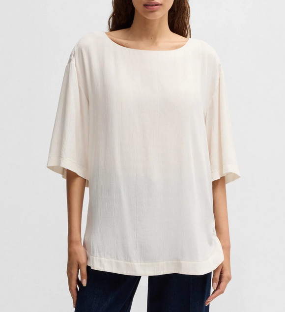 Topp - Relaxed-fit blouse with Contrast Stitching