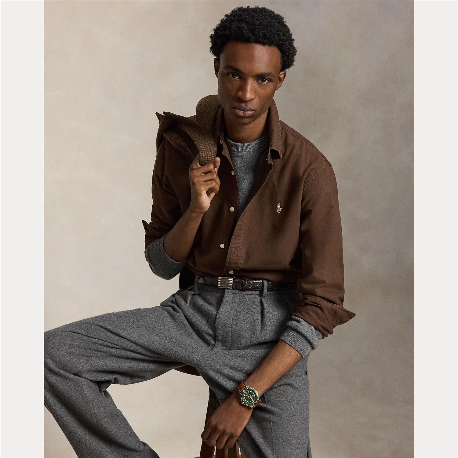 Skjorte - Custom Garment Dyed Oxford Shirt Nutmeg Brown