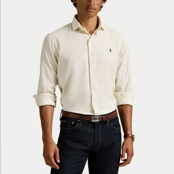 Skjorte - Custom Fit Corduroy Shirt Clubhouse Cream