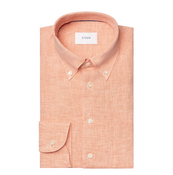 Linskjorte - Orange Solid Plain Weave Linen Shirt