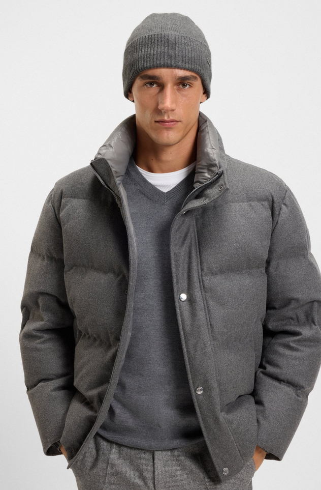 Lue - Cashmere Beanie Hat Logo Plaque Medium Grey