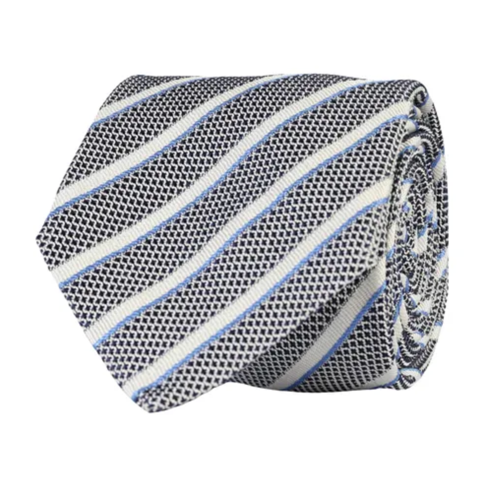 Slips - Classic Tie Navy Melange Stripe Grenadine