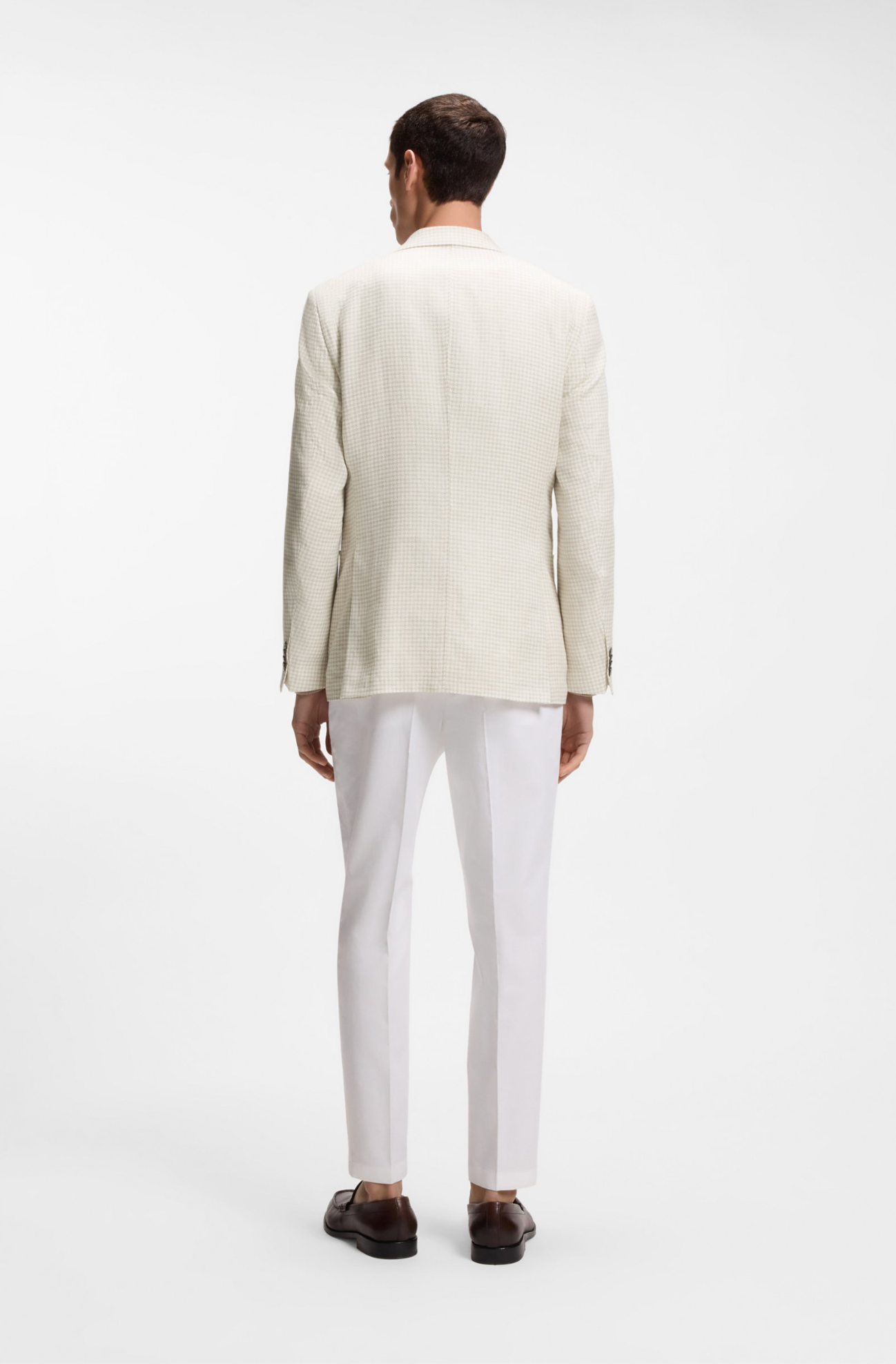 Blazer - Slim-fit blazer in checked linen, cotton and silk