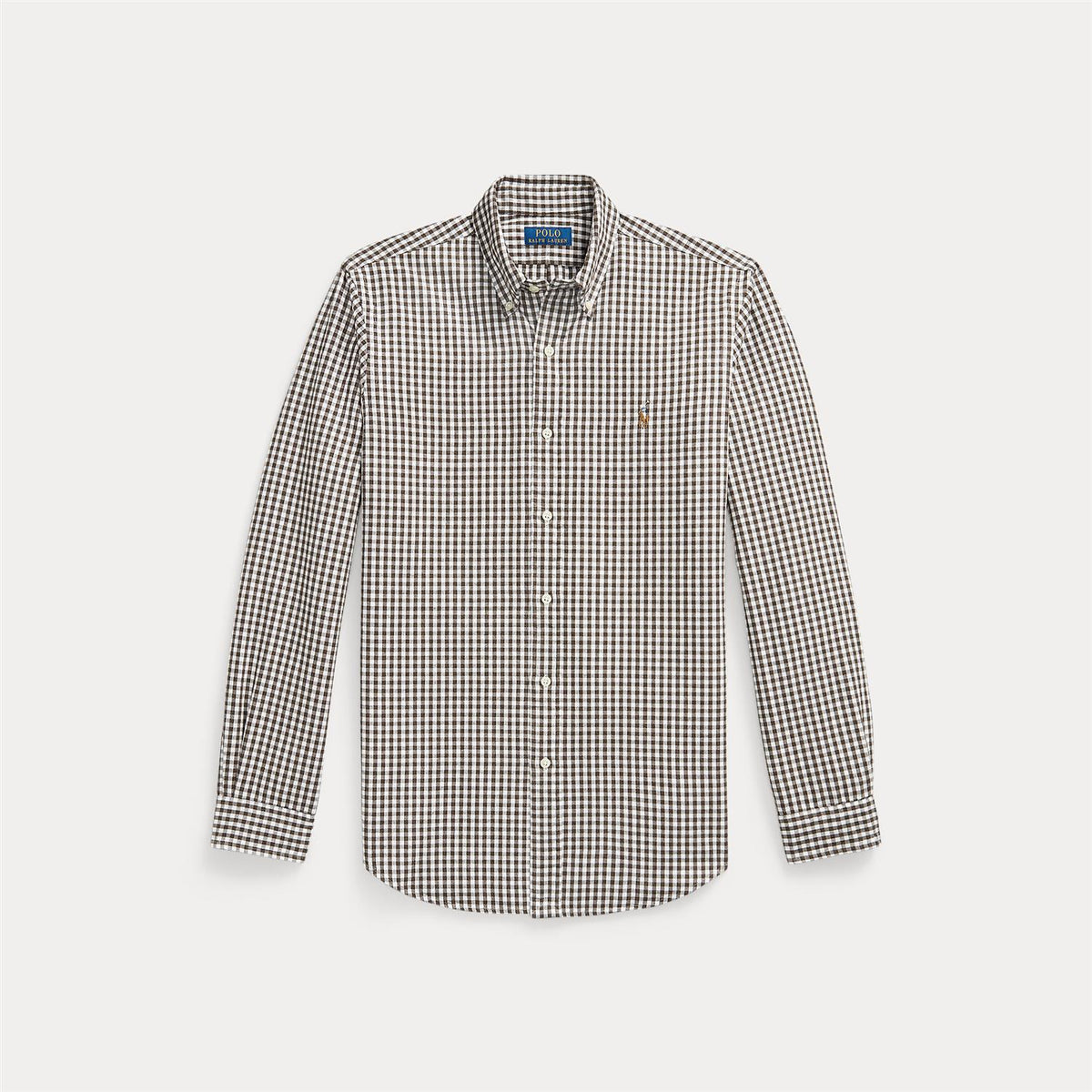 Skjorte - Custom Fit Gingham Oxford Shirt White/Brown