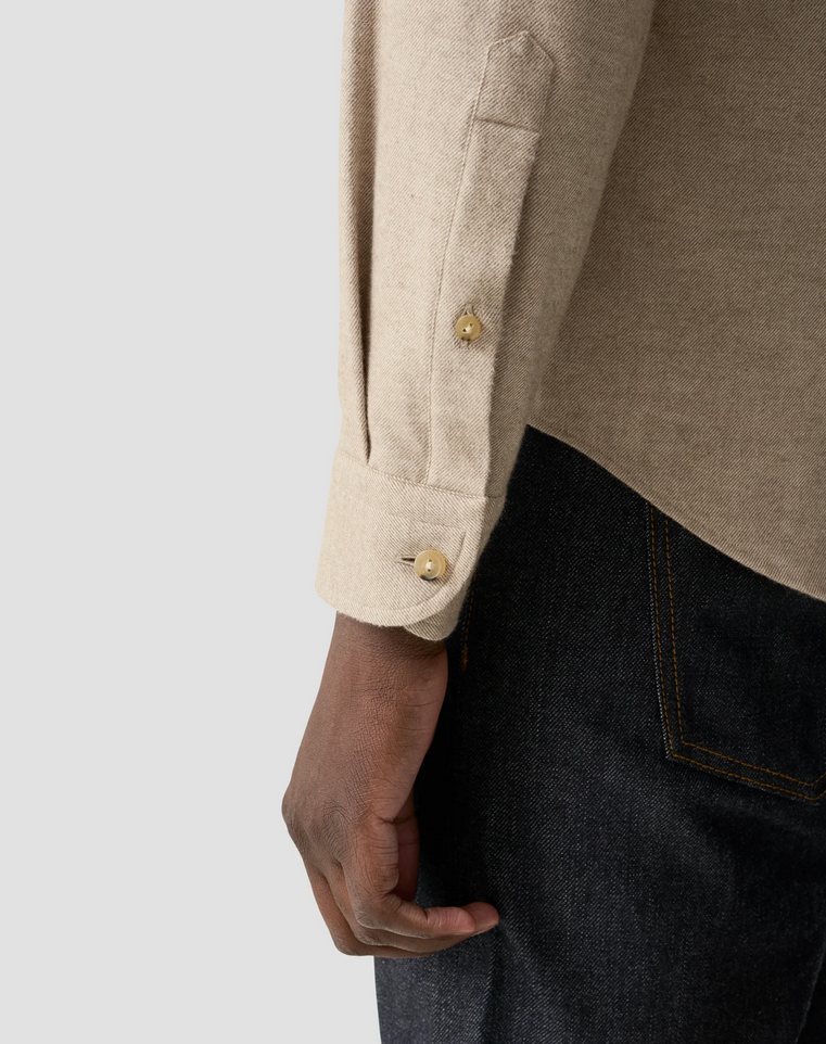 Skjorte - Solid Flannel Shirt Beige