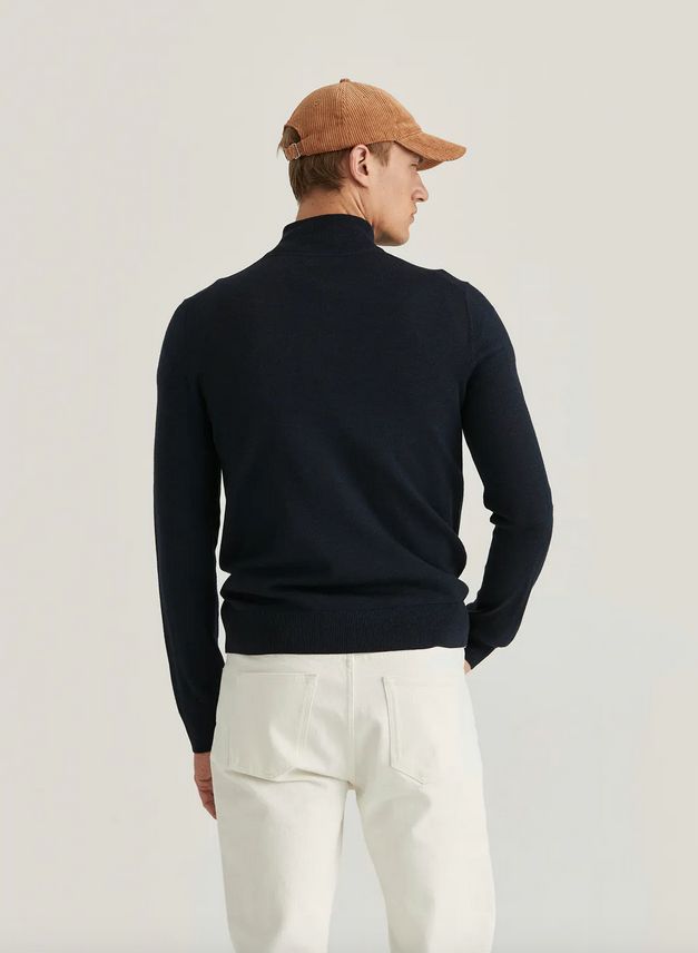 Cardigan - Merino Zip Cardigan Navy