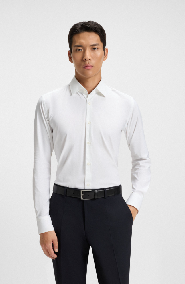 Skjorte - Slim-Fit Shirt In Performance-Stretch Twill White
