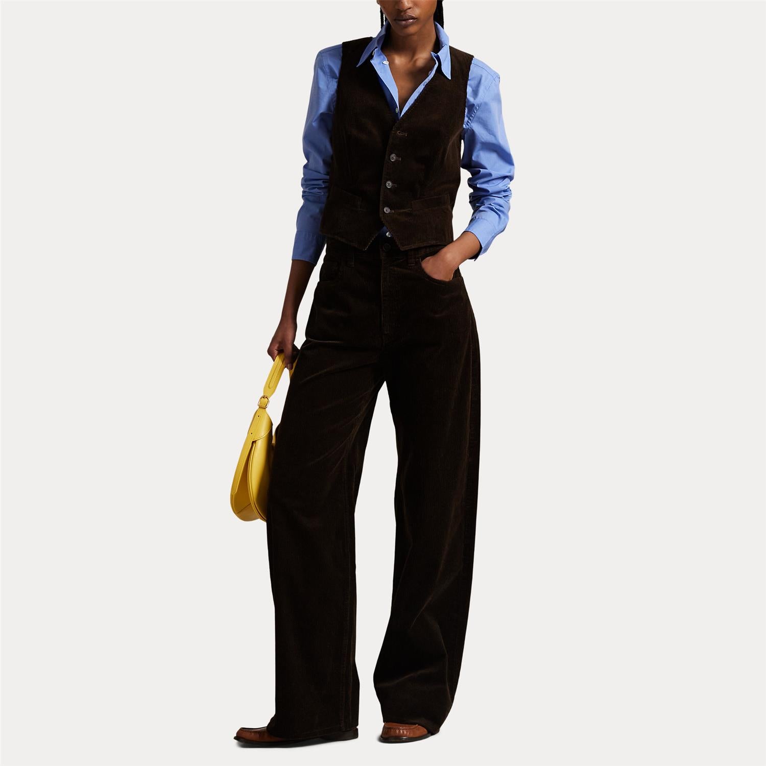 Bukse - Cotton Corduroy Wide-Leg Pant Dark Beech
