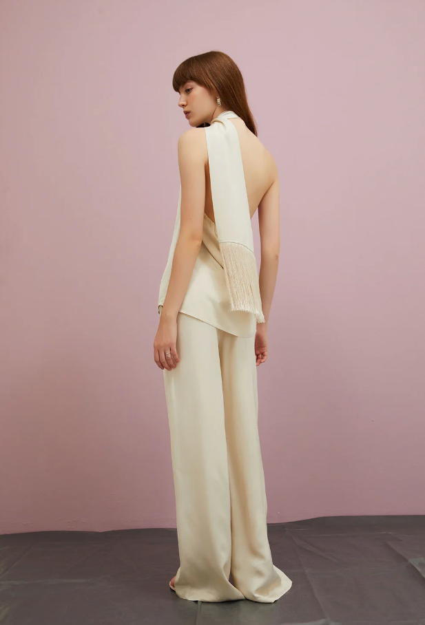 Topp - Top In Crepe Bone White