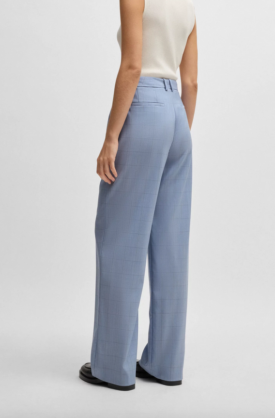 Dressbukse - Tilda Regular-Fit Trousers Checked Virgin Wool Light Blue