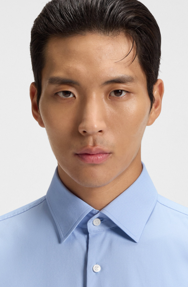Skjorte - Slim-Fit Shirt In Preformance-Stretch Twill Light Pastel Blue