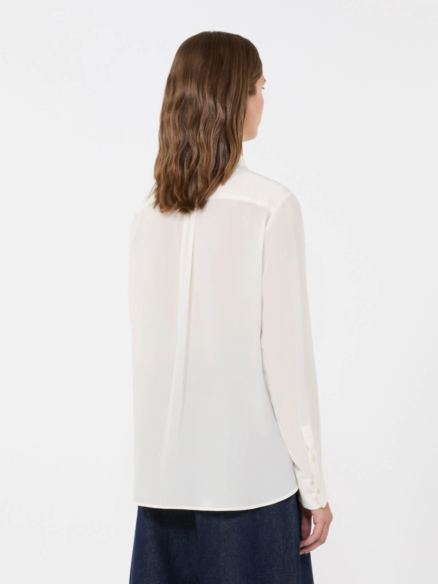 Bluse - Curvone Silk Crepe de Chine Shirt Ivory