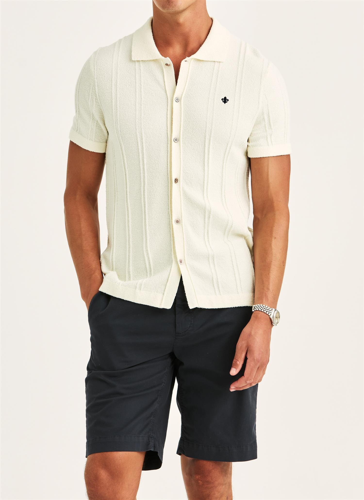 Skjorte - Clayton Knitted SS Shirt Off White