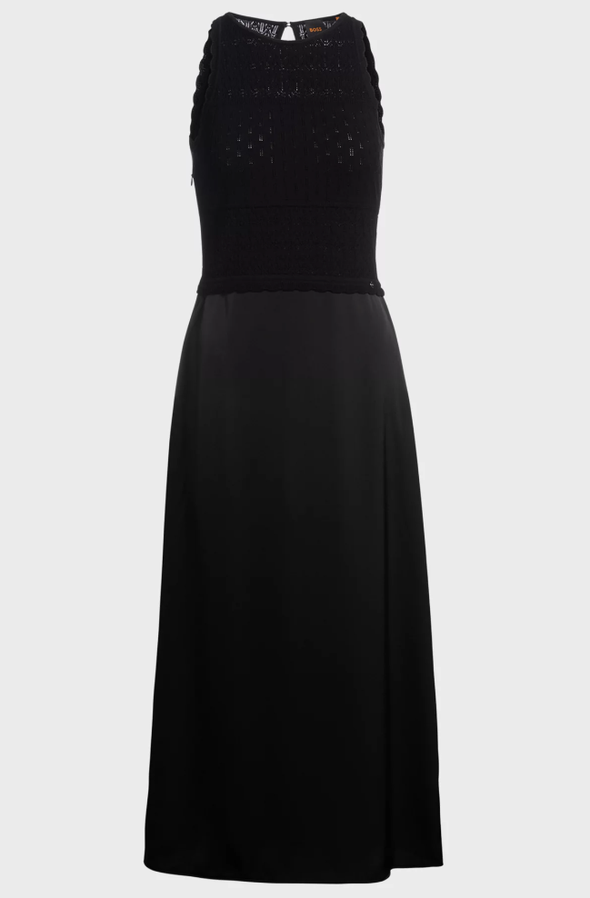 Kjole - Fawrence Knitted Dress Contrast--Fabric Skirt Black