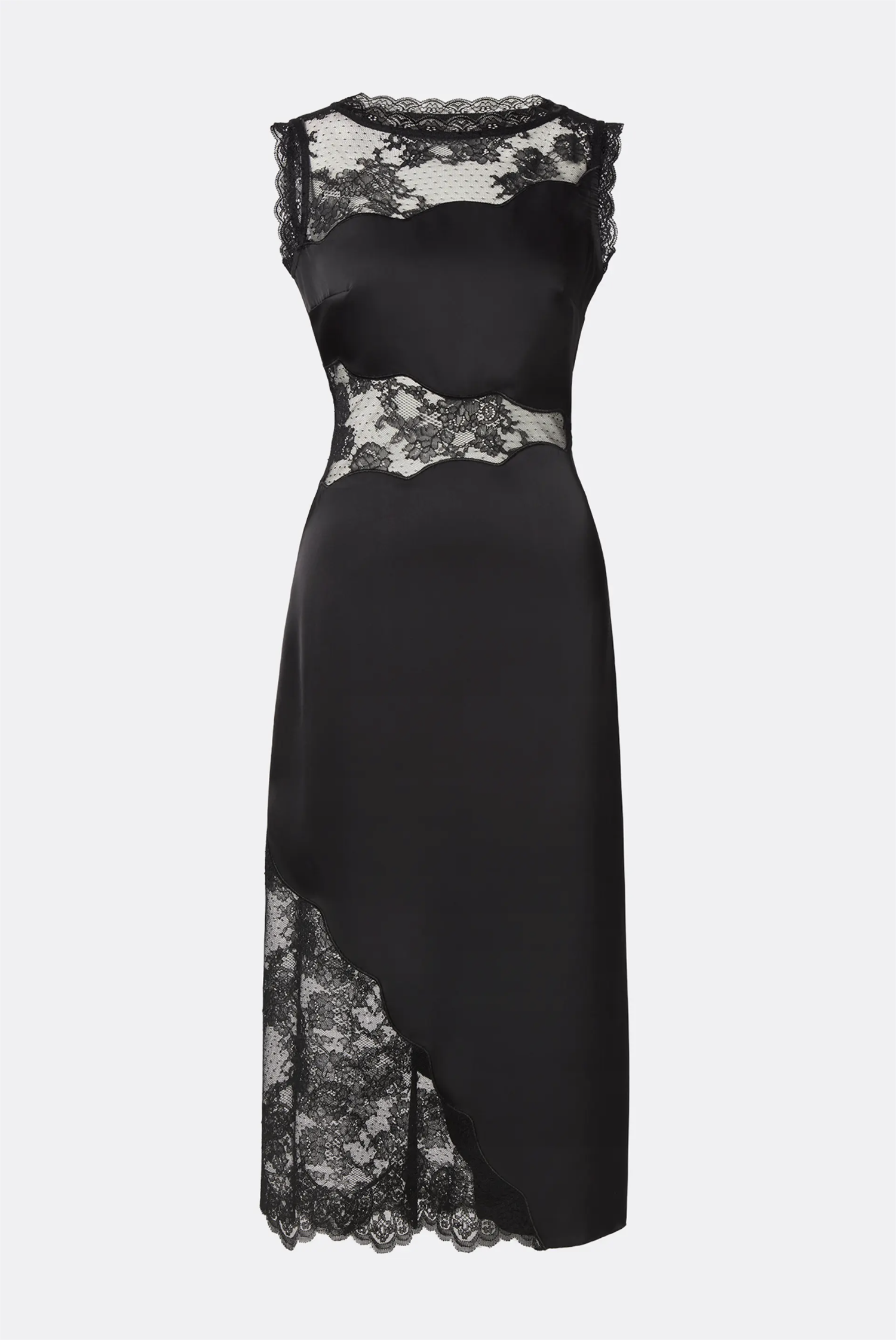 Kjole - Desire Lace Trimmed Cut Out Midi Dress Black