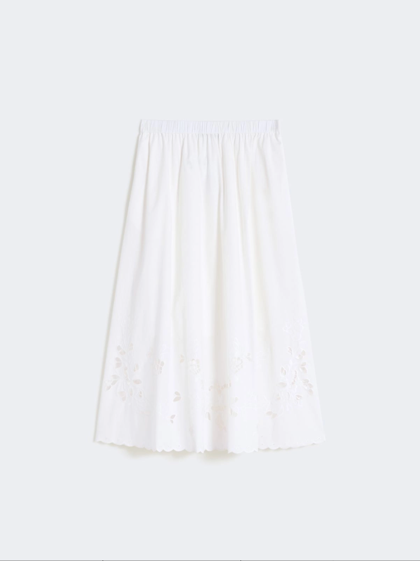 Skjørt - Cotton-poplin midi skirt - WHITE