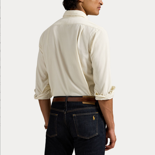Skjorte - Custom Fit Corduroy Shirt Clubhouse Cream