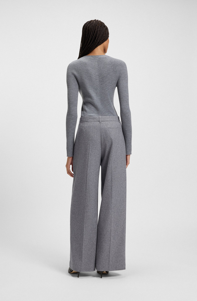 Bukse - Regular-Fit Wide-Leg Trousers Soft Flannel Light Pastel Grey