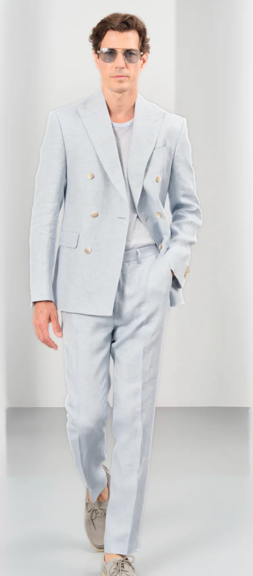 Linbukse - Trousers 100% Linen Blue