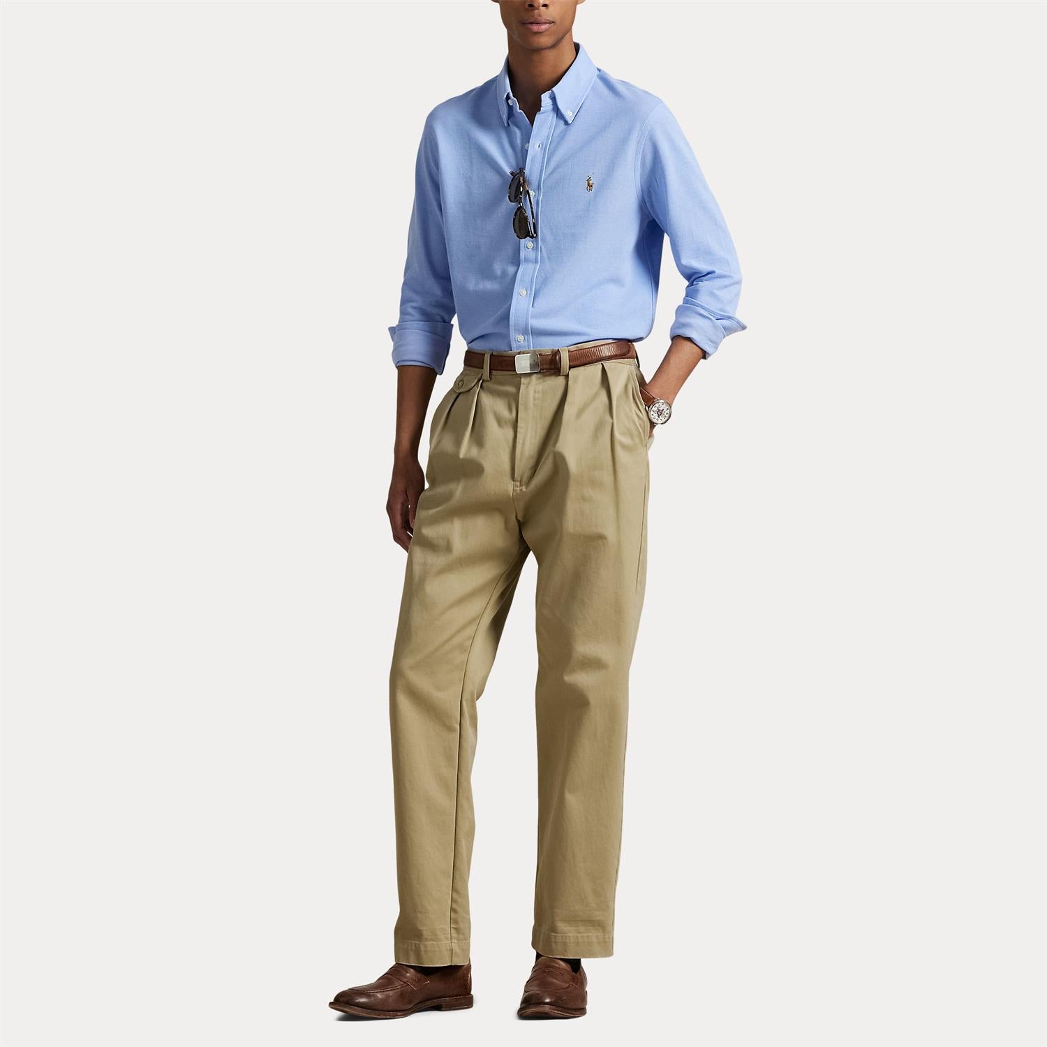 Skjorte - Knit Oxford Shirt Harbor Island Blue
