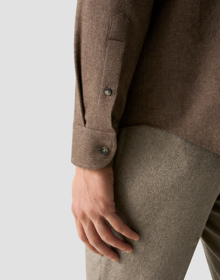 Skjorte - Solid Flannel Shirt Brown