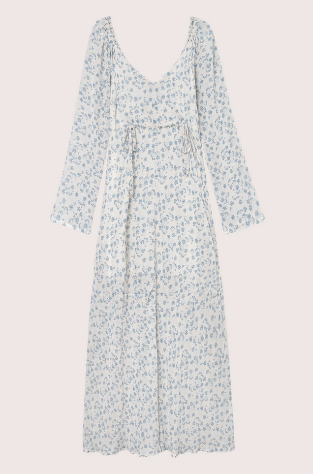 Kjole - Sunset LS Dress Cream Blue Flower