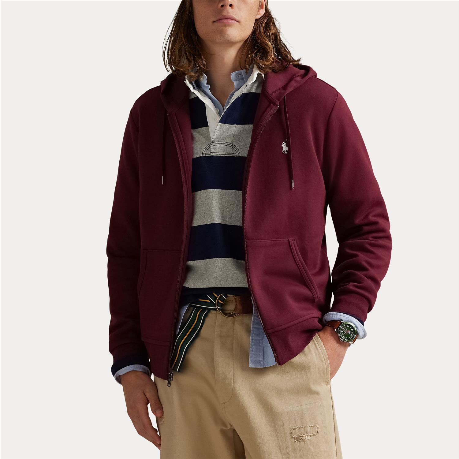 Hettejakke - Double-Knit Full-Zip Hoodie Classic Wine