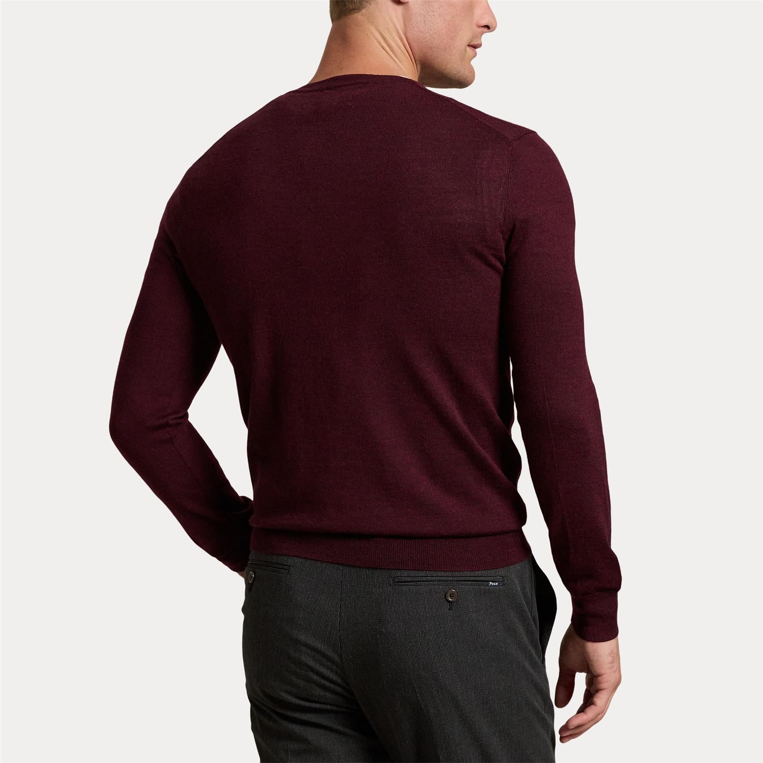 Genser - Slim Fit Washable Wool Crewneck Sweater Aged Wine Heather