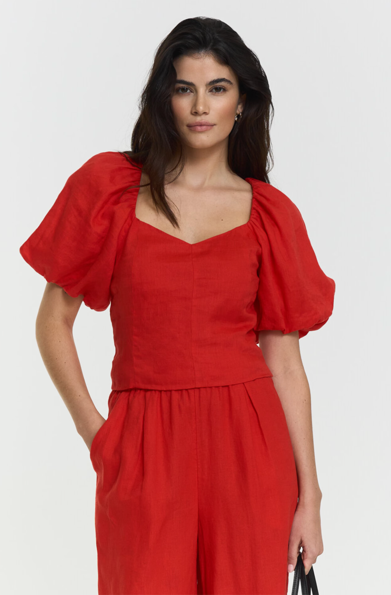 Topp - Audrina Linen Top Poppy Red