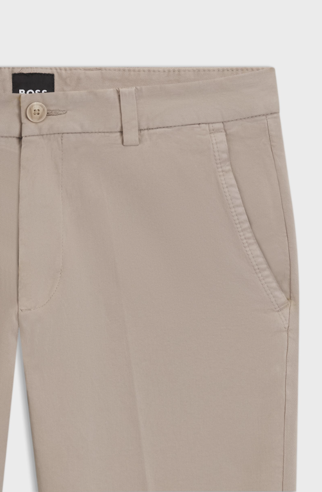 Bukse - Kaiton Slim Fit Trousers In Stretch Cotton Twill Open Beige