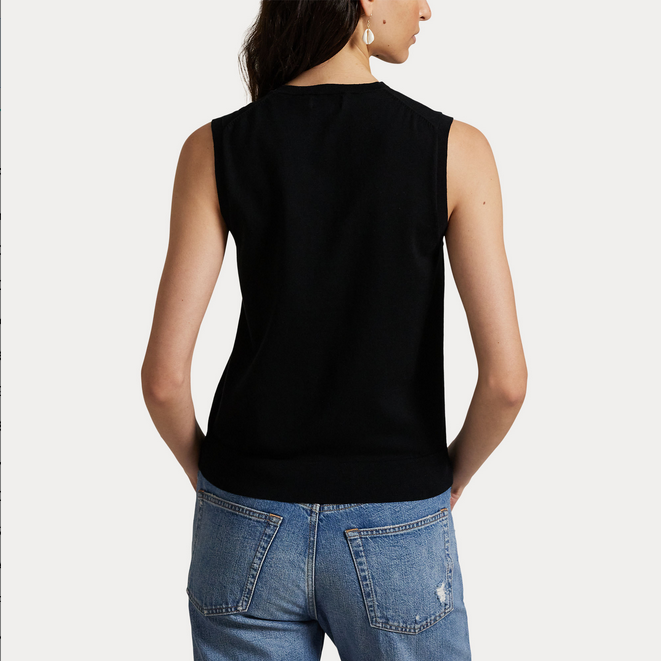 Topp - Sleeveless Crewneck Sweater Polo Black