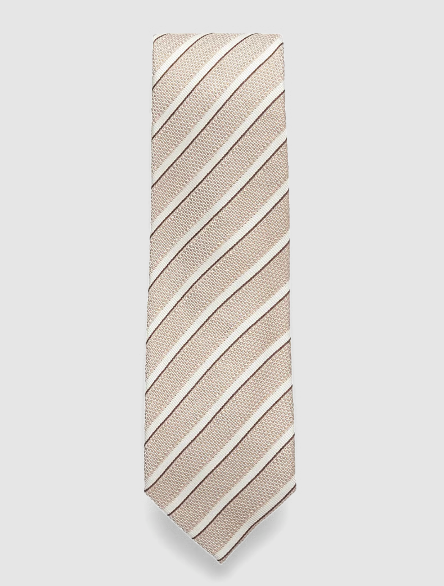 Slips - Classic Tie Beige Melange Stripe Grenadine