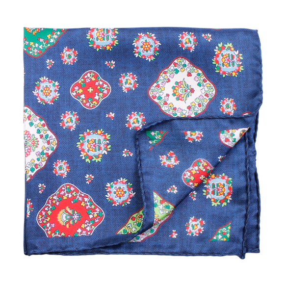 Tørkle - Pocket Square Flower Twill 409 Navy