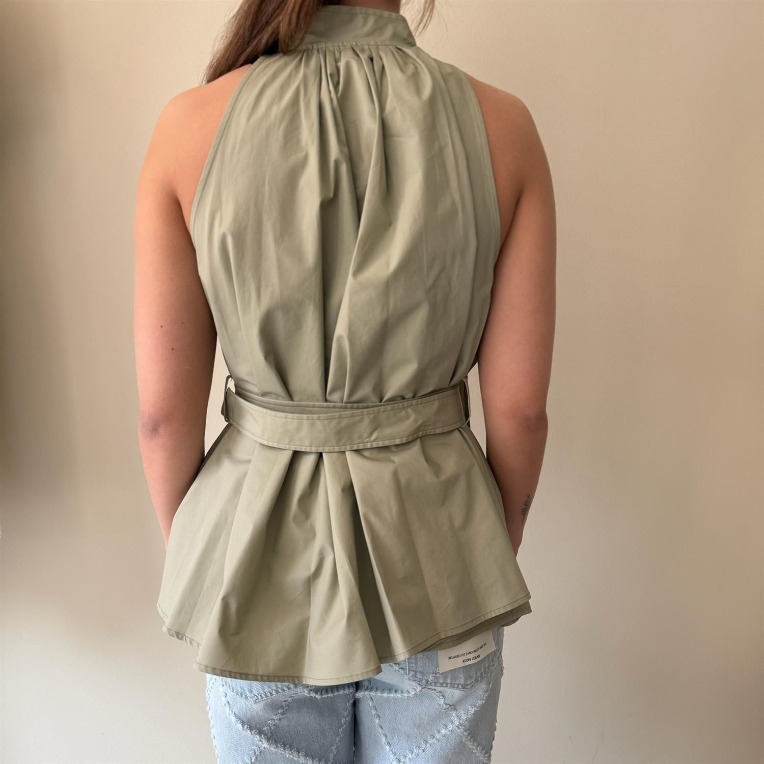 Topp - Top In Popeline Con Cintura Con Macro FibbiaAgate Grey
