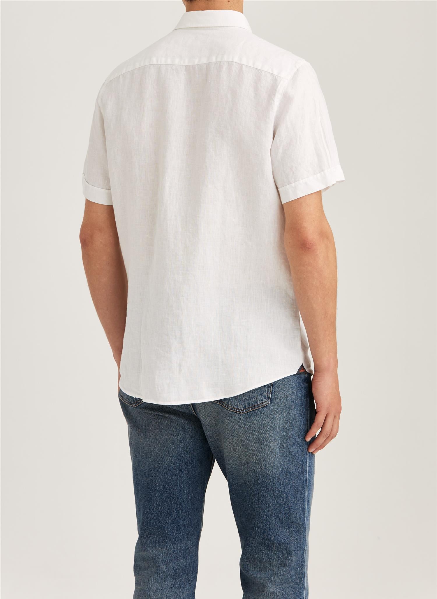 Linskjorte - Douglas Linen SS Shirt-Classic Fit White