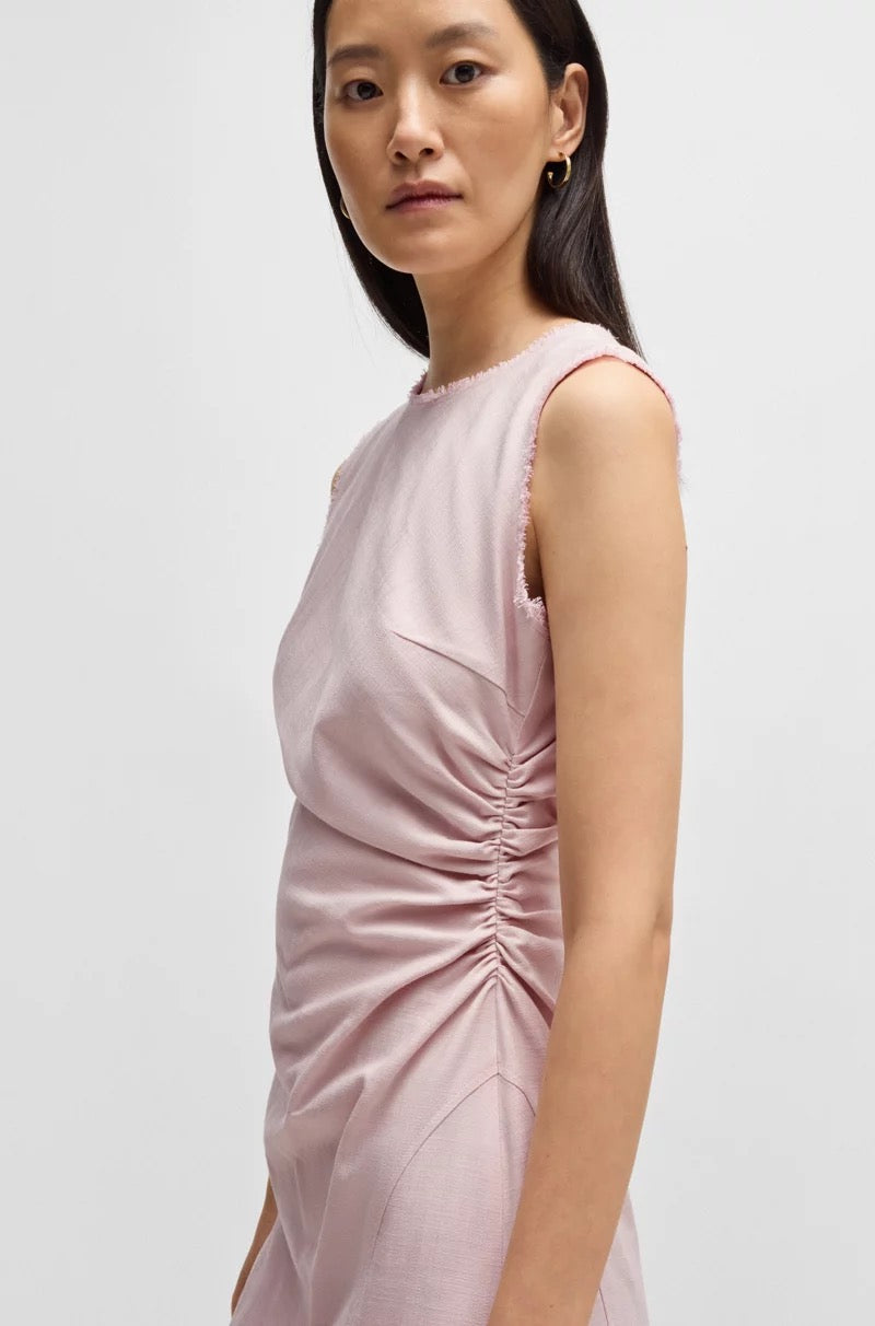 Kjole - Melange Dress with frayed and gathered details