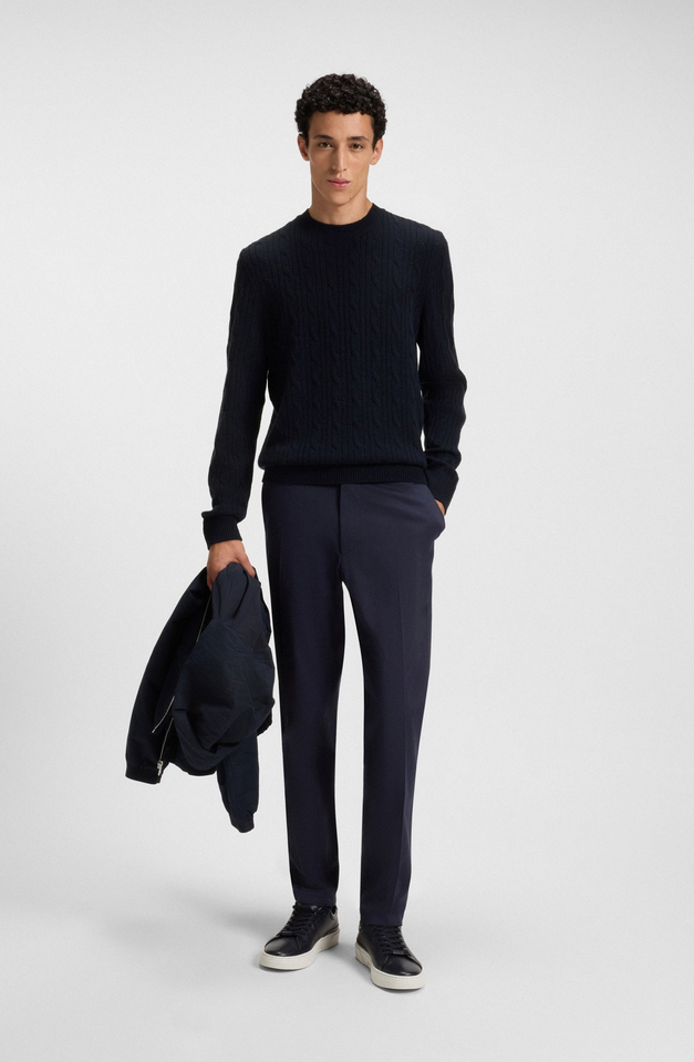 Genser - Cable-Knit Sweater Wool Cashmere Dark Blue