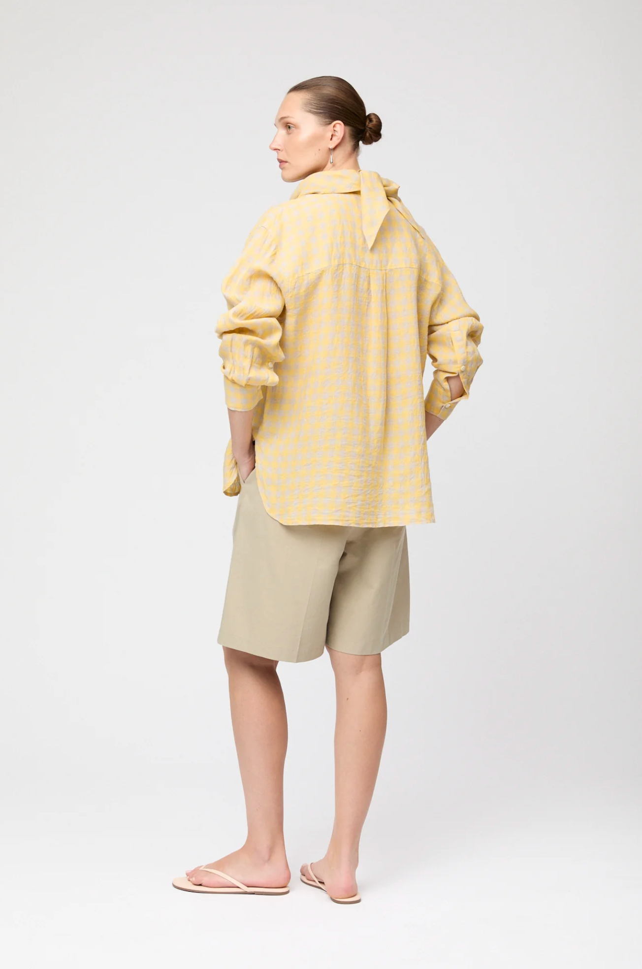 Skjorte - Coastal Shirt Natural Yellow Linen Check