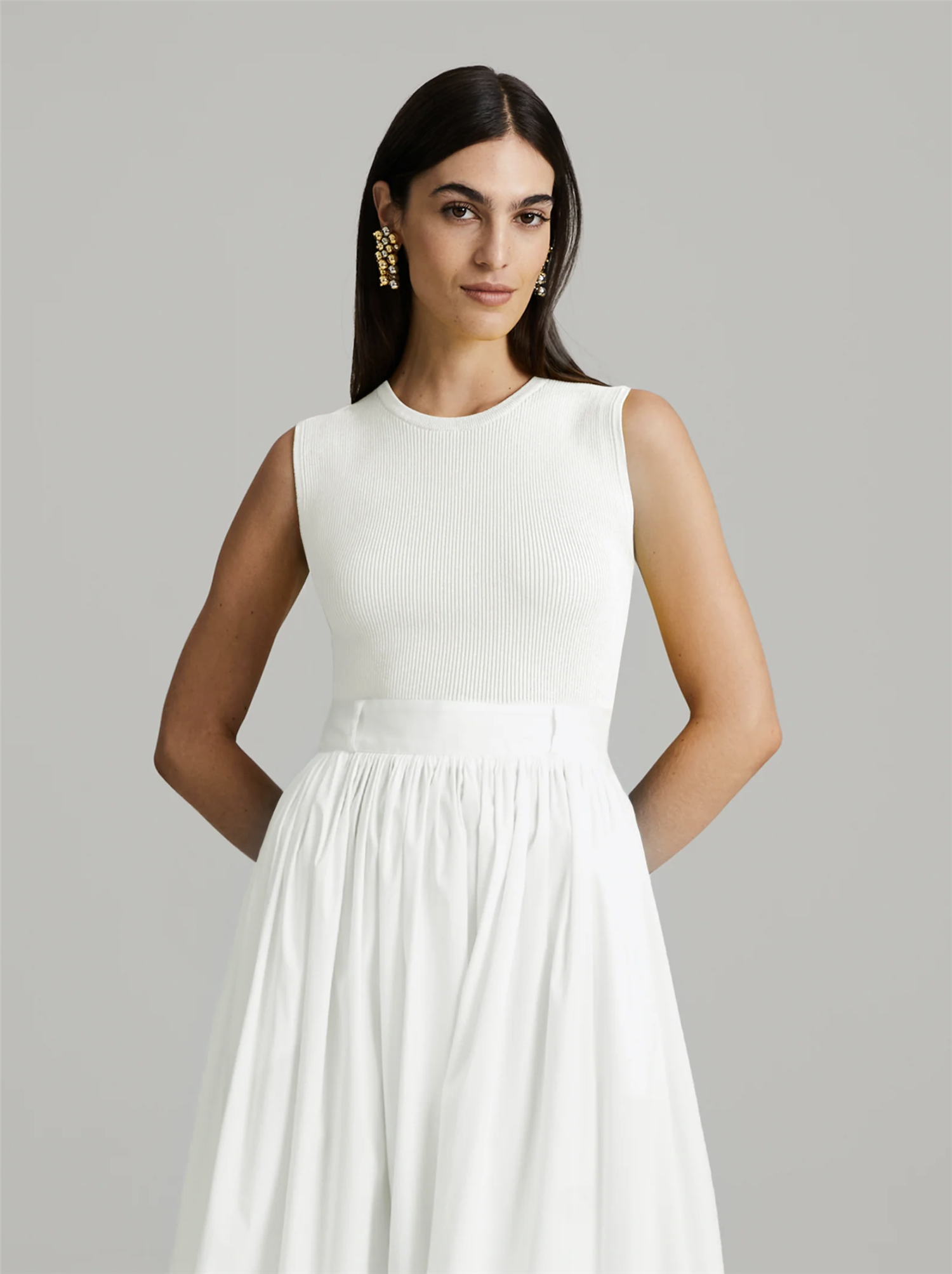 Topp - Griet Rib-Knit Top White
