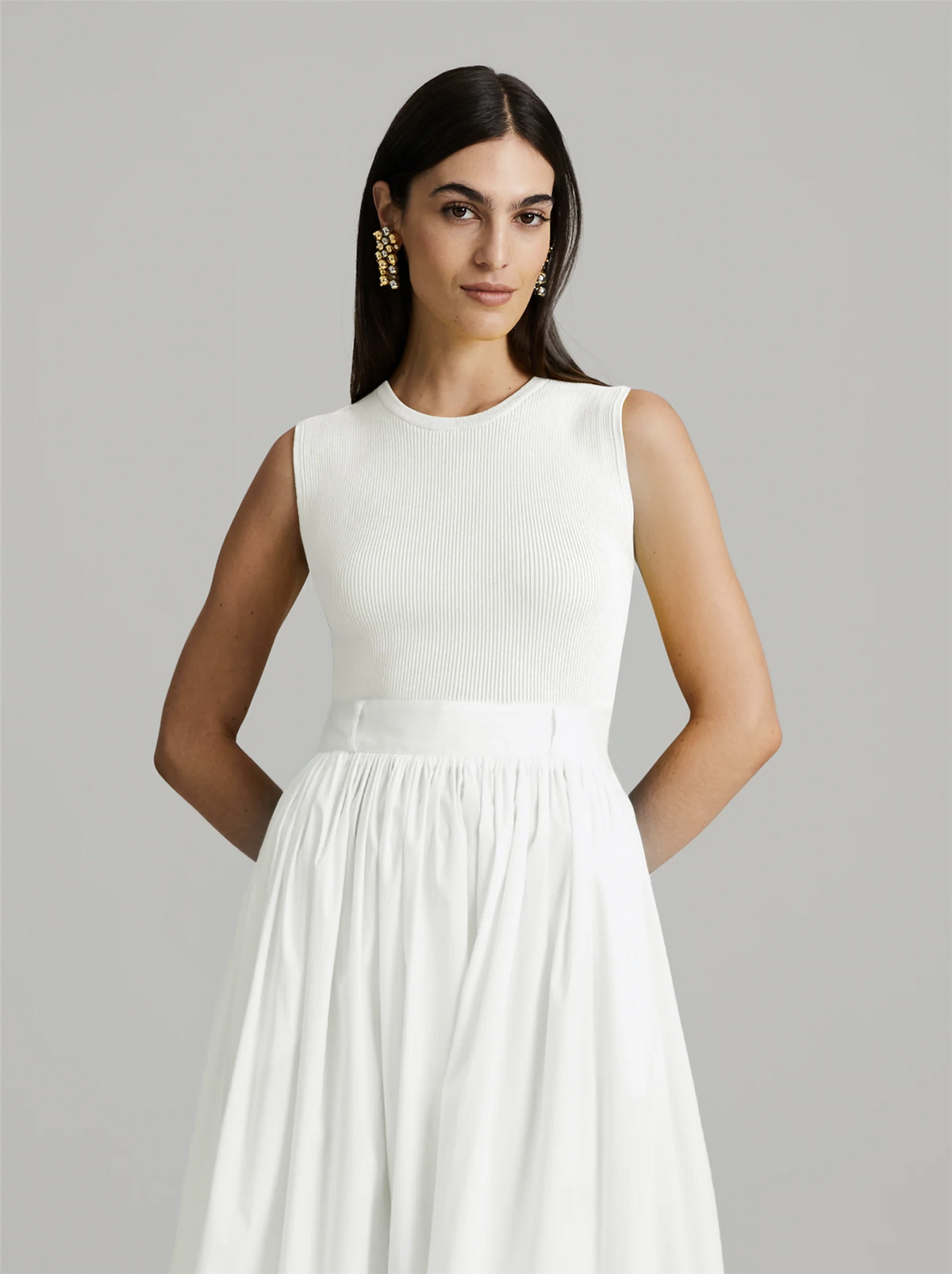Topp - Griet Rib-Knit Top White