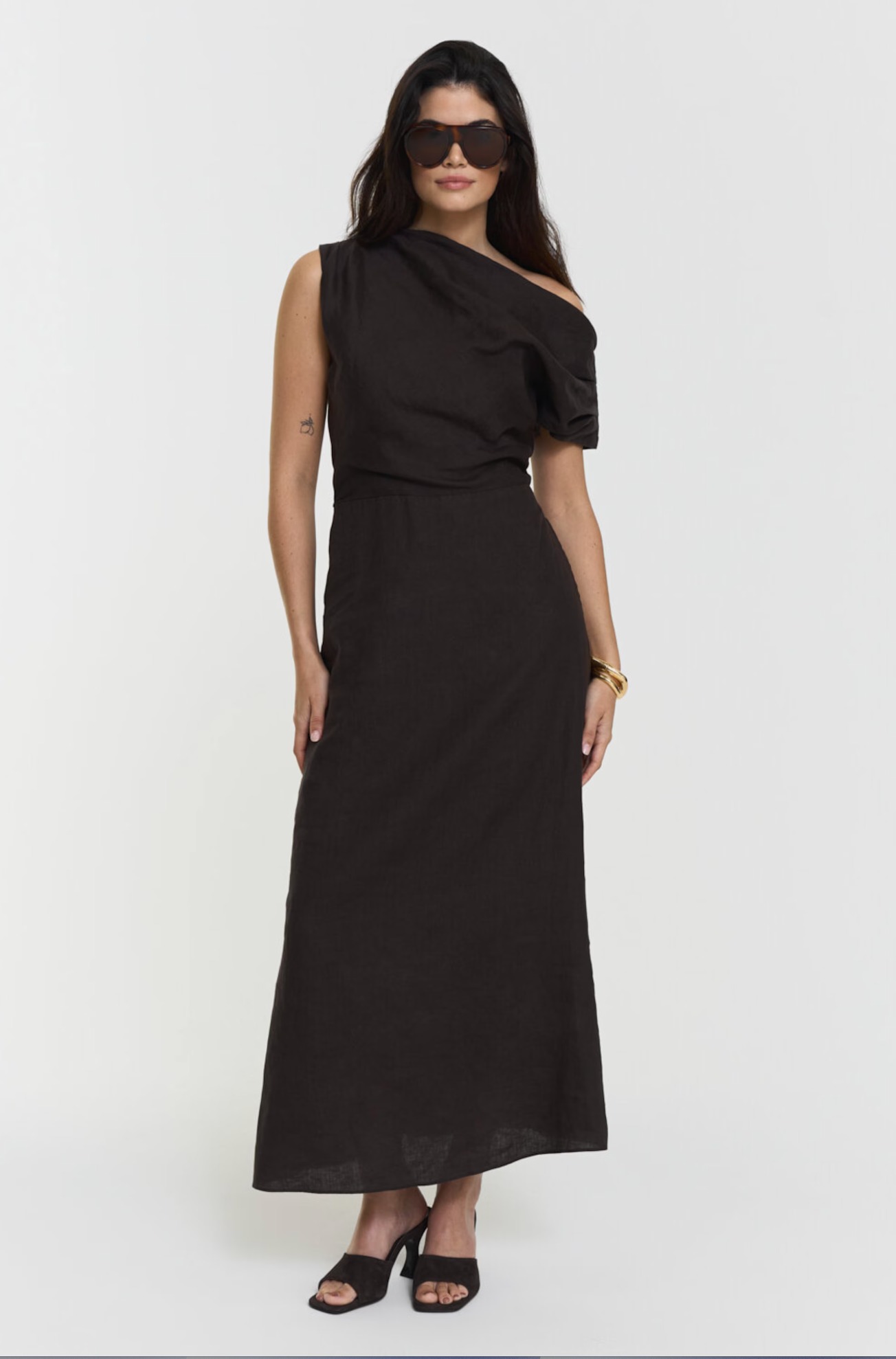 Kjole - Reina Linen Dress Coffee