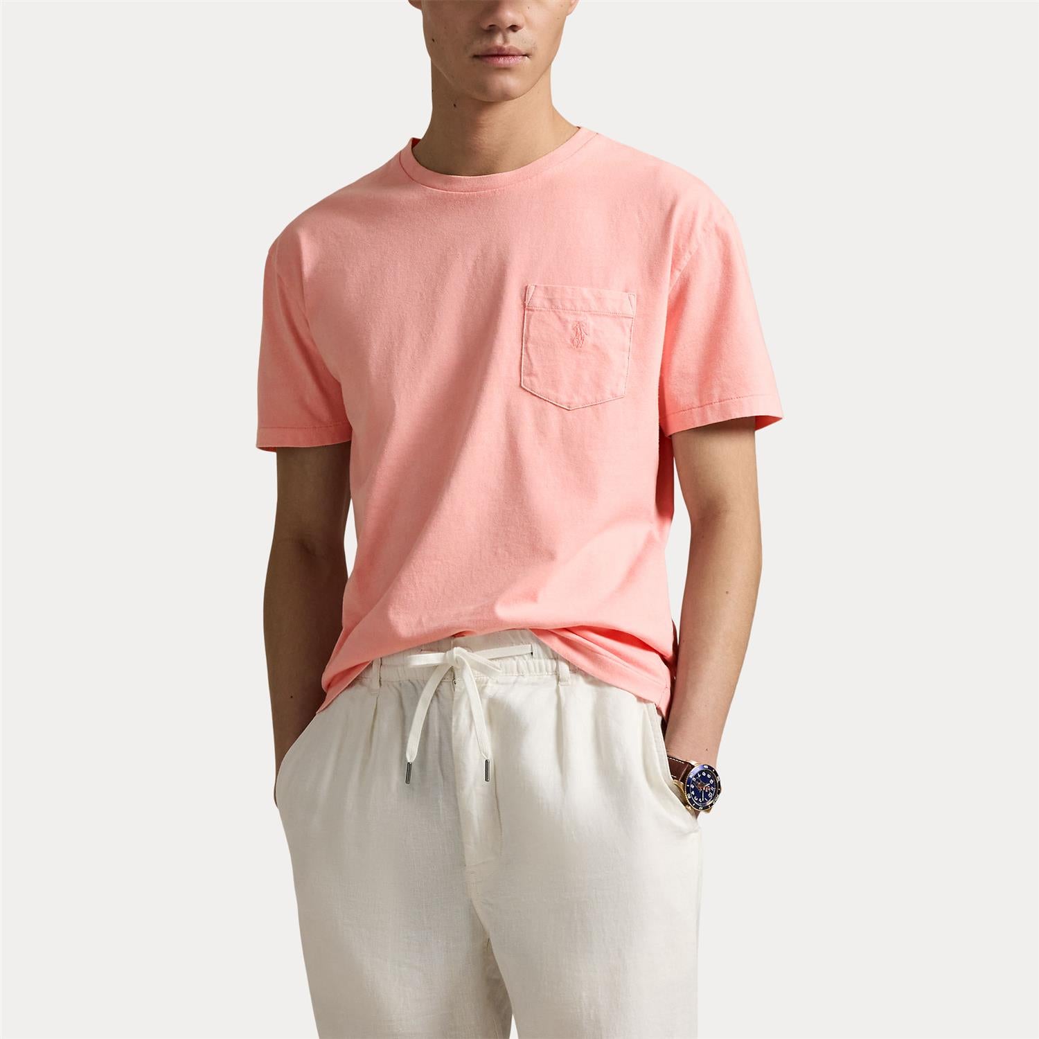 T skjorte - Custom Slim Fit Mineral Dyed Pocket T shirt Rose